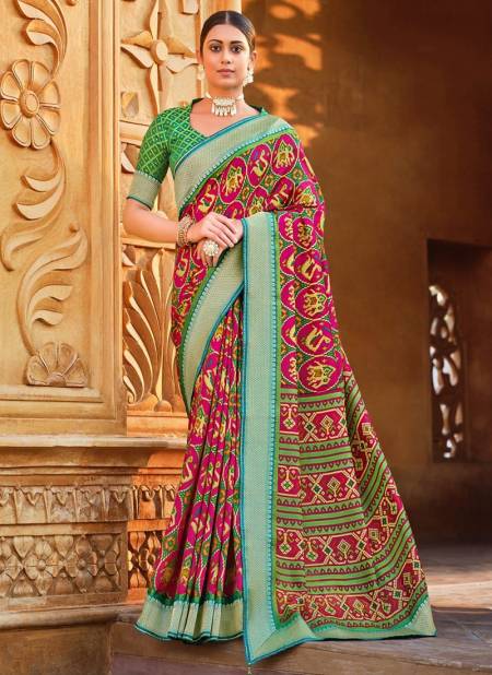 Pink Colour REWAA SAMANTHA Heavy Wedding Wear Fancy Soft Patola Designer saree Collection R 352-C